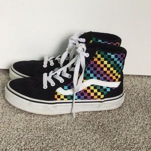 Kids Rainbow Checkered Vans